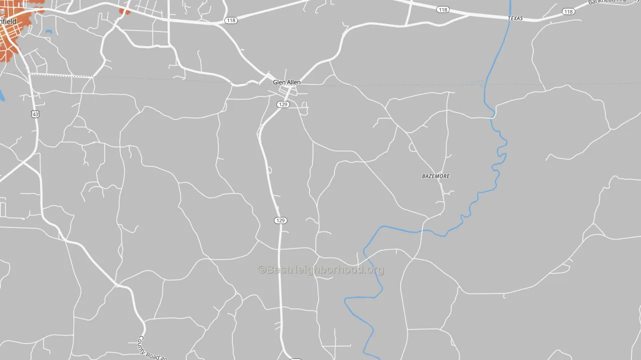 Bike Grade map of Glen Allen, AL