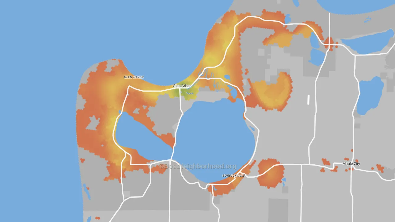 Bike Grade map of Glen Arbor, MI