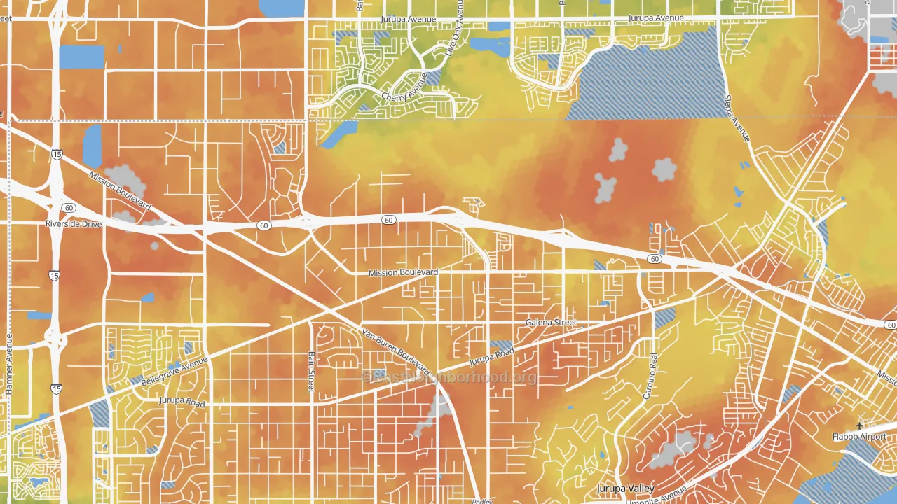 Bike Grade map of Glen Avon, CA