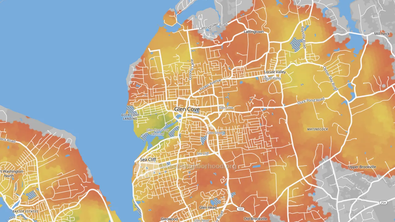 Bike Grade map of Glen Cove, NY