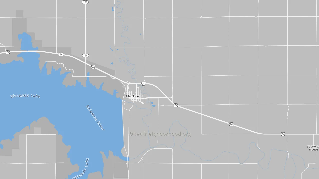 Bike Grade map of Glen Elder, KS