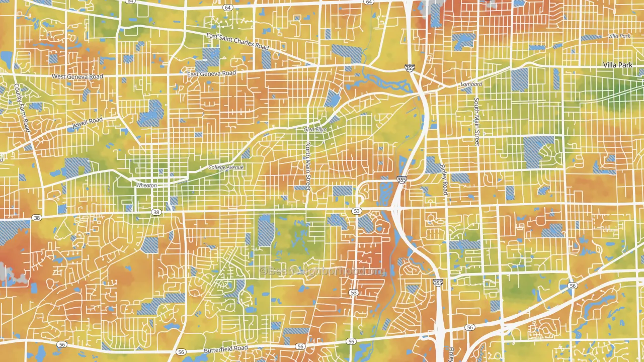 Bike Grade map of Glen Ellyn, IL