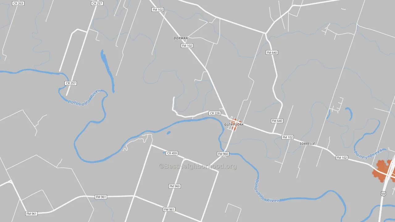Bike Grade map of Glen Flora, TX