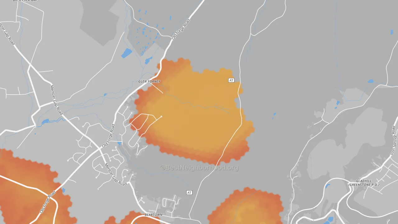 Bike Grade map of Glen Forney, PA