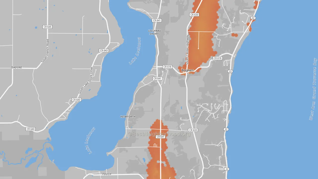 Bike Grade map of Glen Haven, MI
