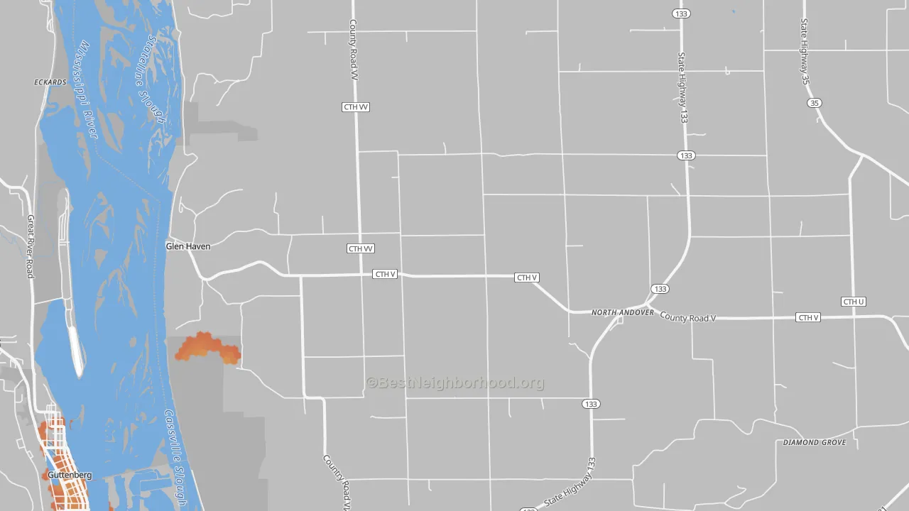 Bike Grade map of Glen Haven, WI
