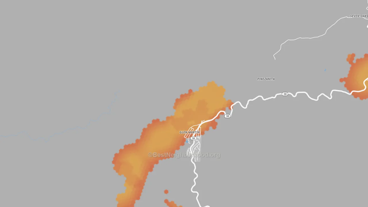 Bike Grade map of Glen Martin, CA