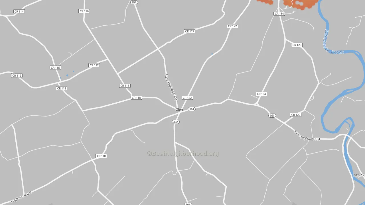 Bike Grade map of Glen, NY
