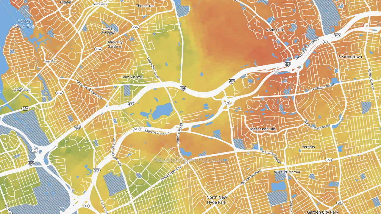 Bike Grade map of Glen Oaks, NY