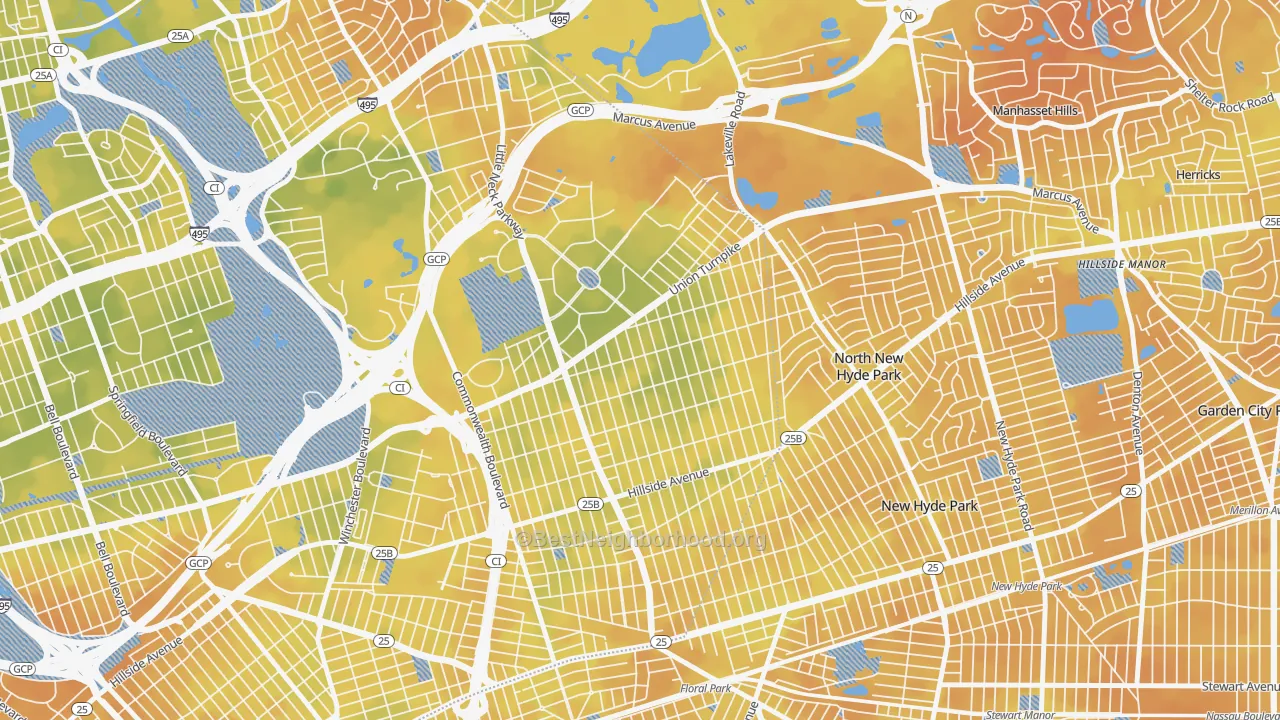Bike Grade map of Glen Oaks, Queens, NY