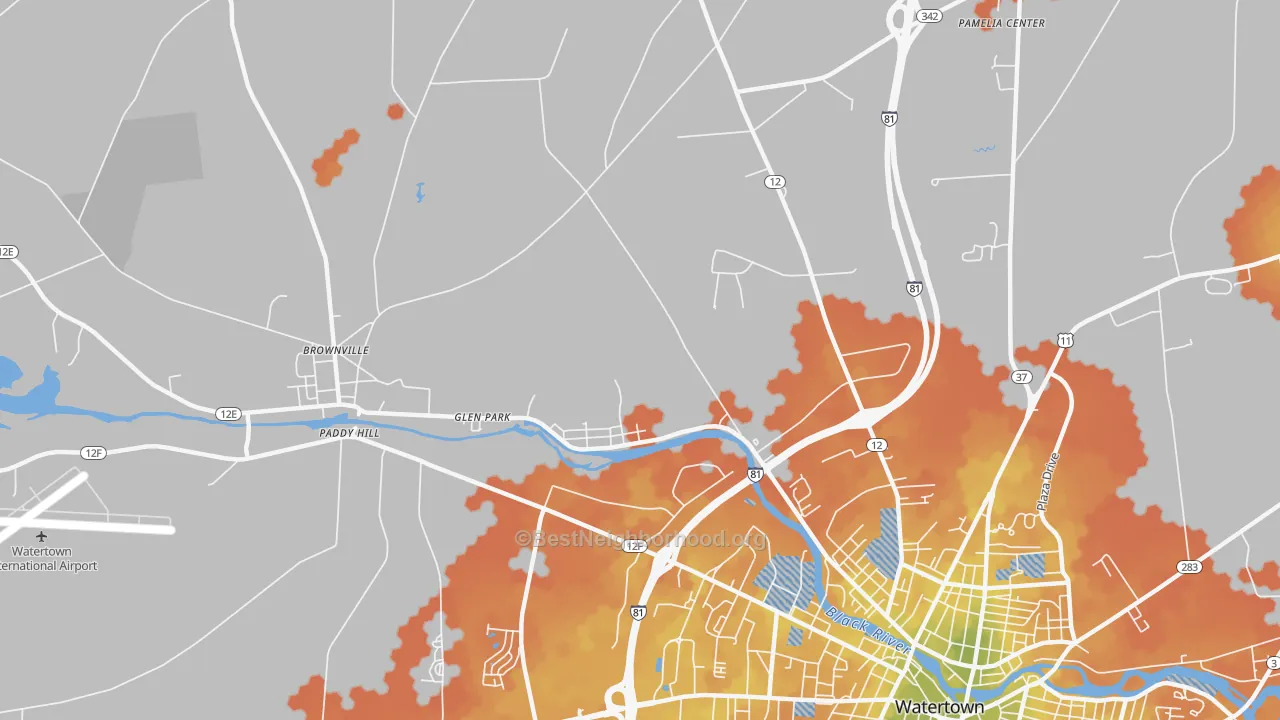 Bike Grade map of Glen Park, NY
