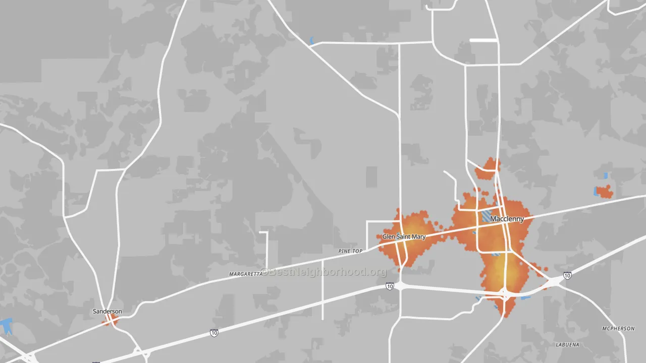 Bike Grade map of Glen St. Mary, FL