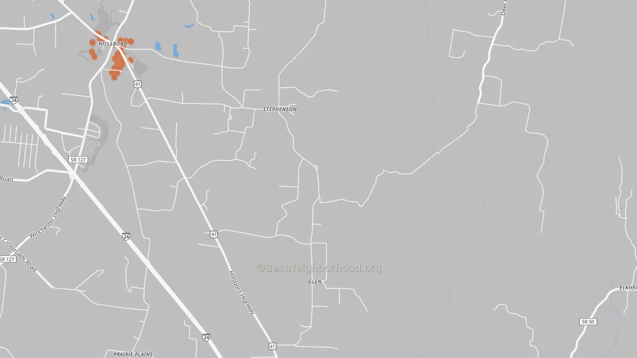 Bike Grade map of Glen, TN