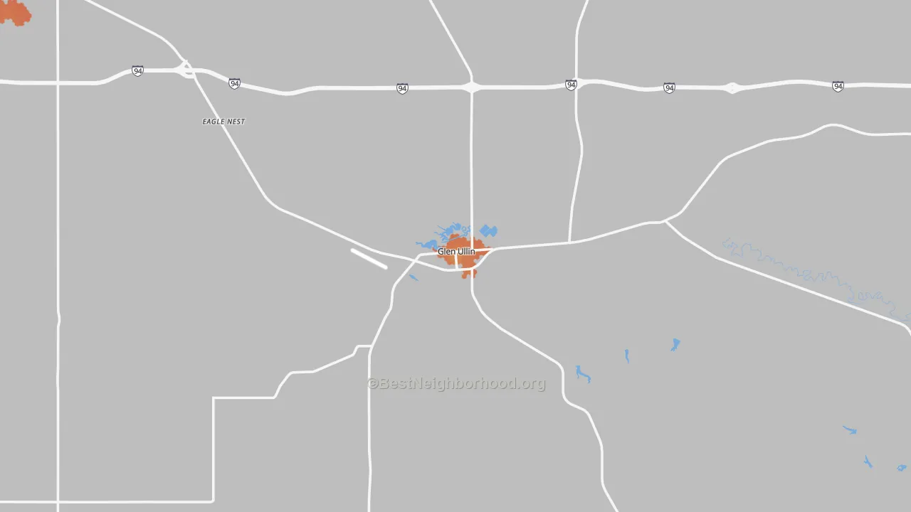 Bike Grade map of Glen Ullin, ND
