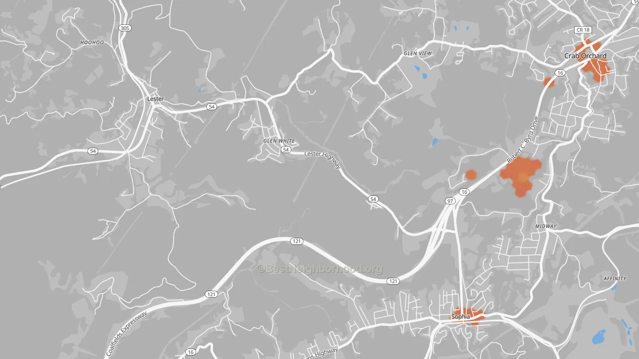 Bike Grade map of Glen White, WV
