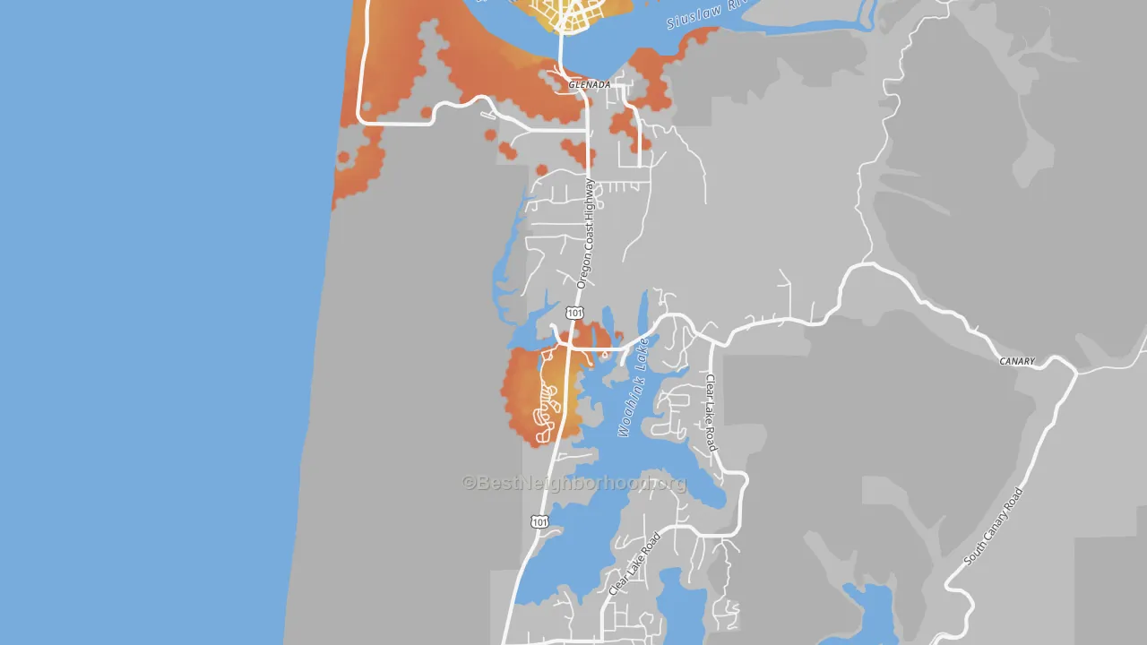 Bike Grade map of Glenada, OR