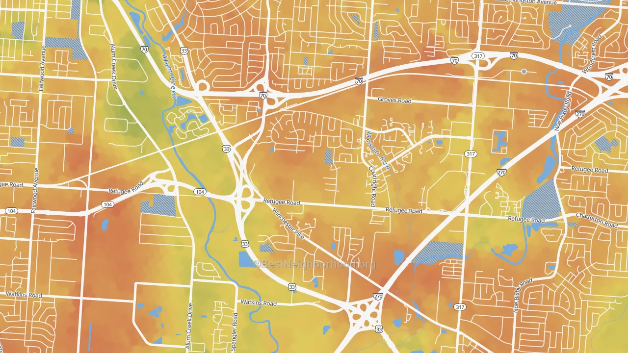 Bike Grade map of Glenbrook, Columbus, OH