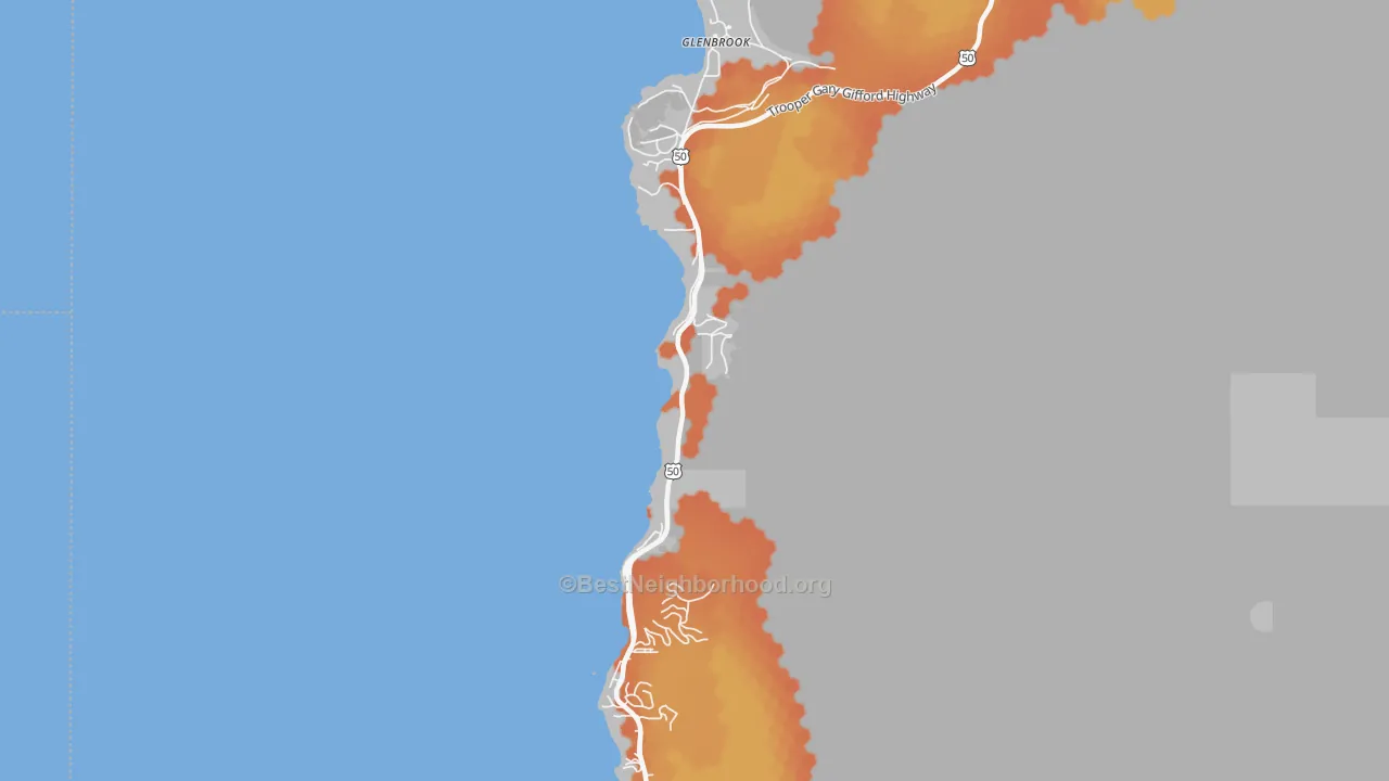 Bike Grade map of Glenbrook, NV