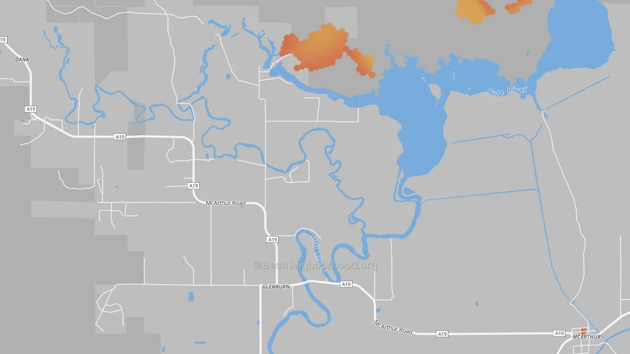 Bike Grade map of Glenburn, CA