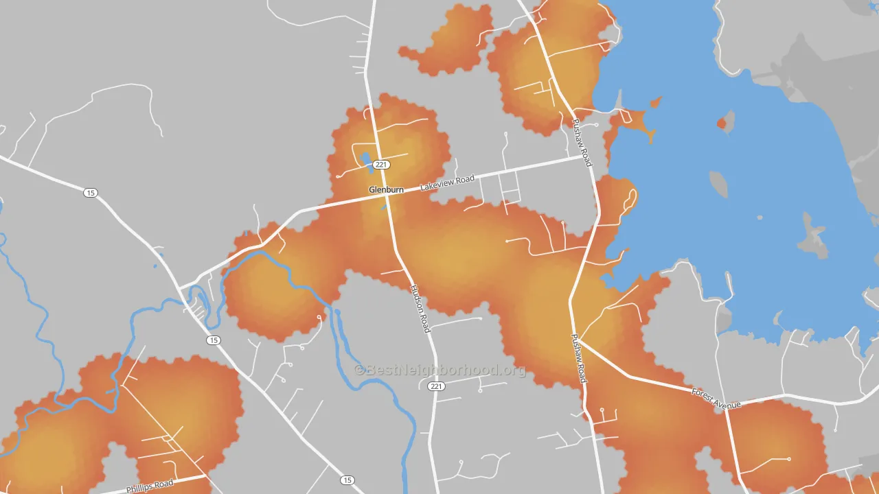 Bike Grade map of Glenburn Center, ME