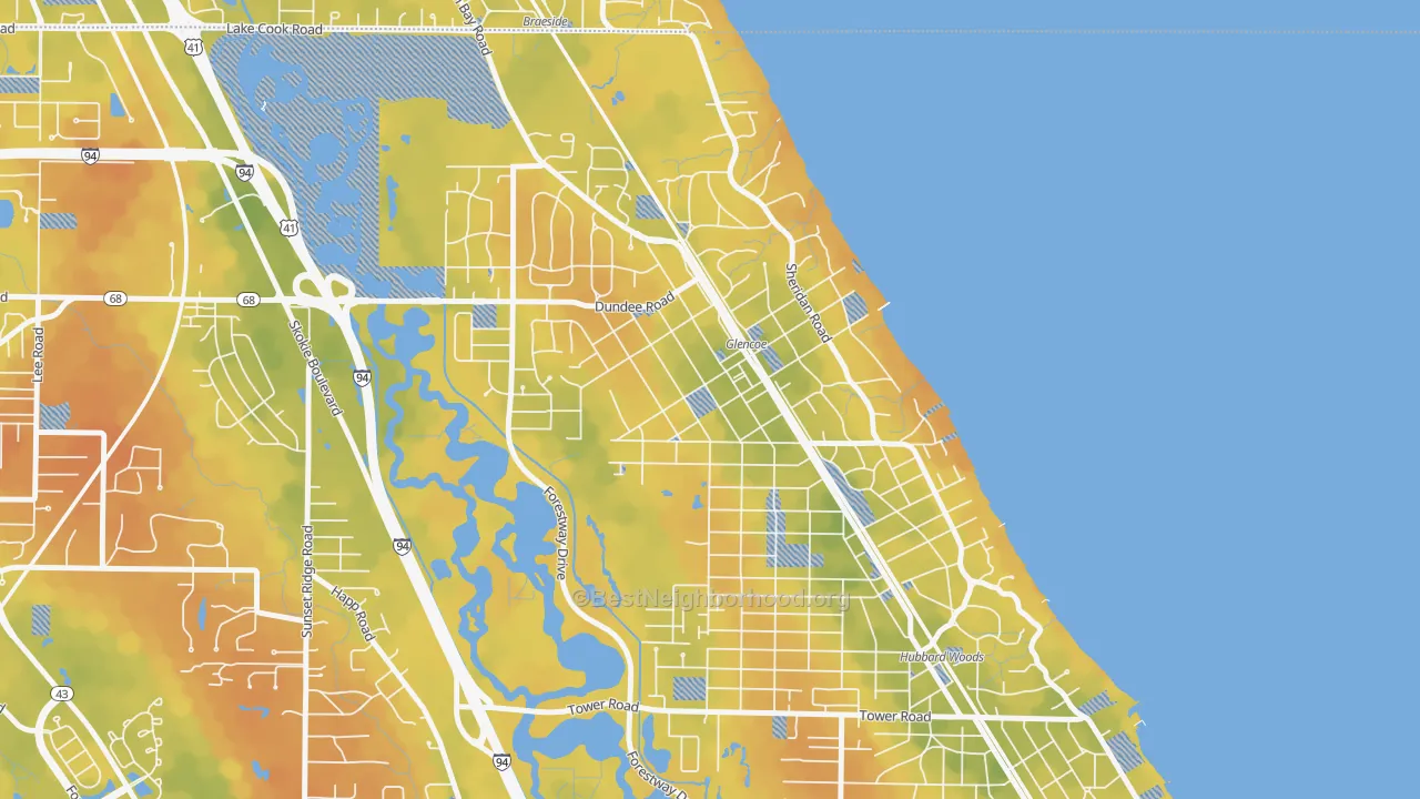 Bike Grade map of Glencoe, IL