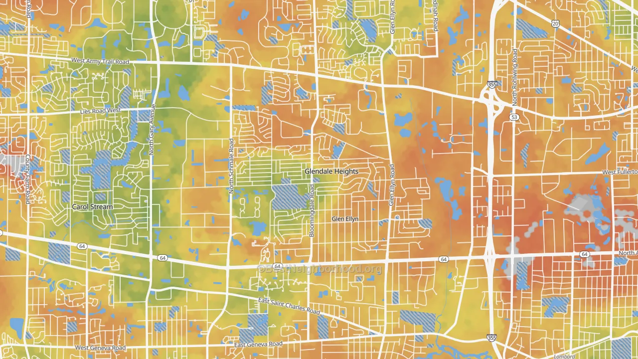 Bike Grade map of Glendale Heights, IL