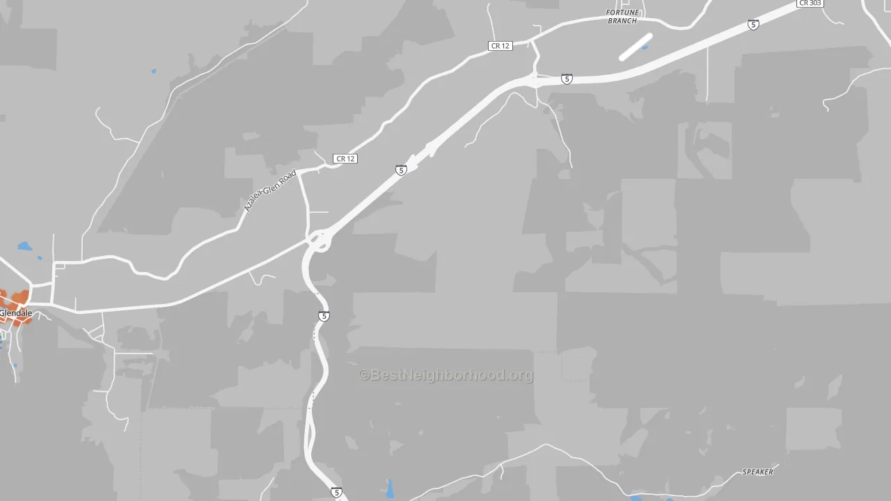 Bike Grade map of Glendale Junction, OR
