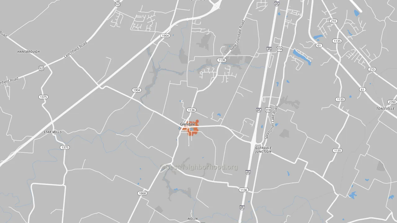 Bike Grade map of Glendale, KY
