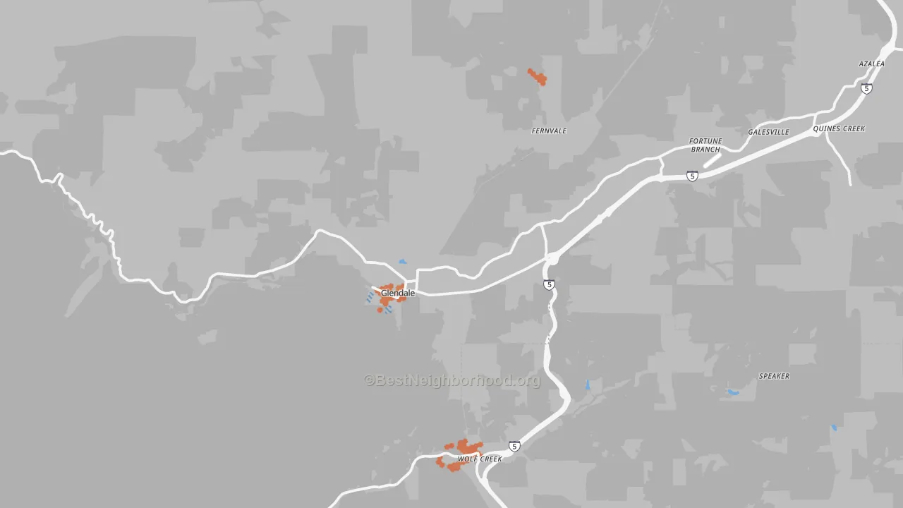Bike Grade map of Glendale, OR