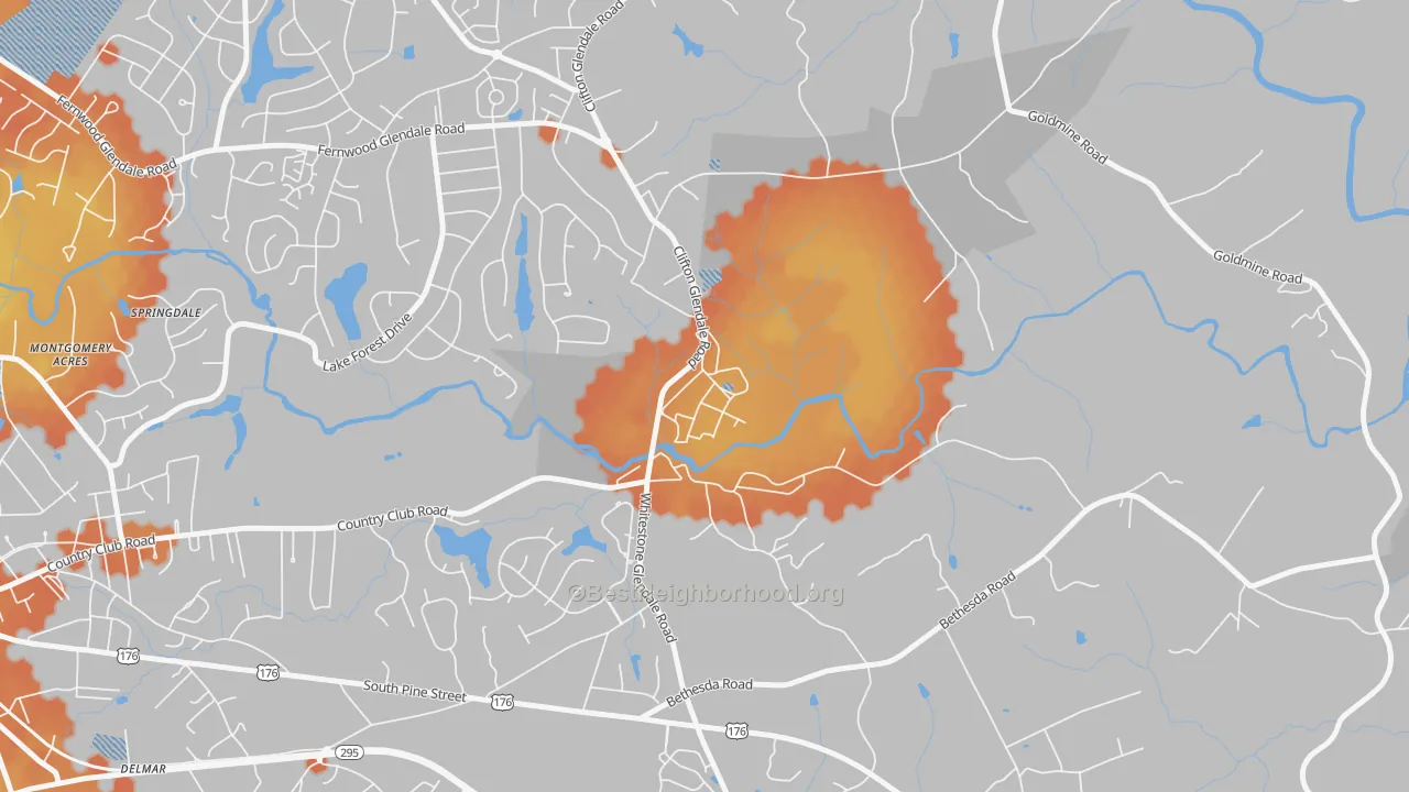 Bike Grade map of Glendale, SC