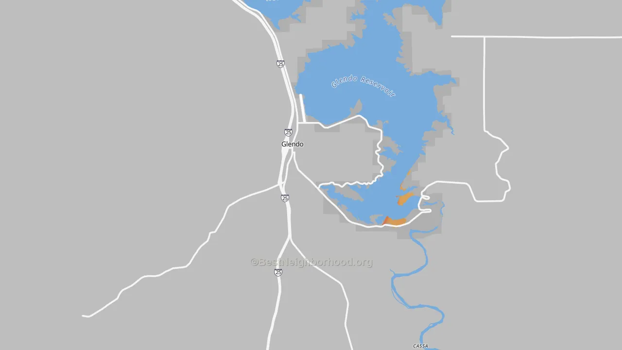 Bike Grade map of Glendo, WY