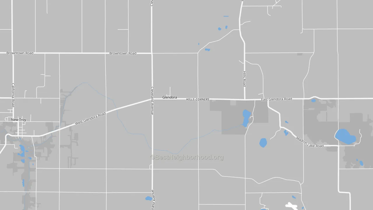 Bike Grade map of Glendora, MI