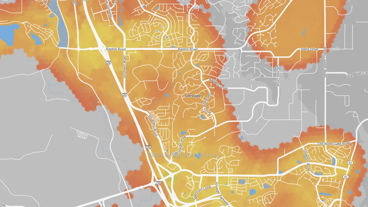 Bike Grade map of Gleneagle, CO