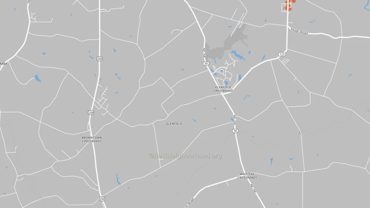 Bike Grade map of Glenfield, NC