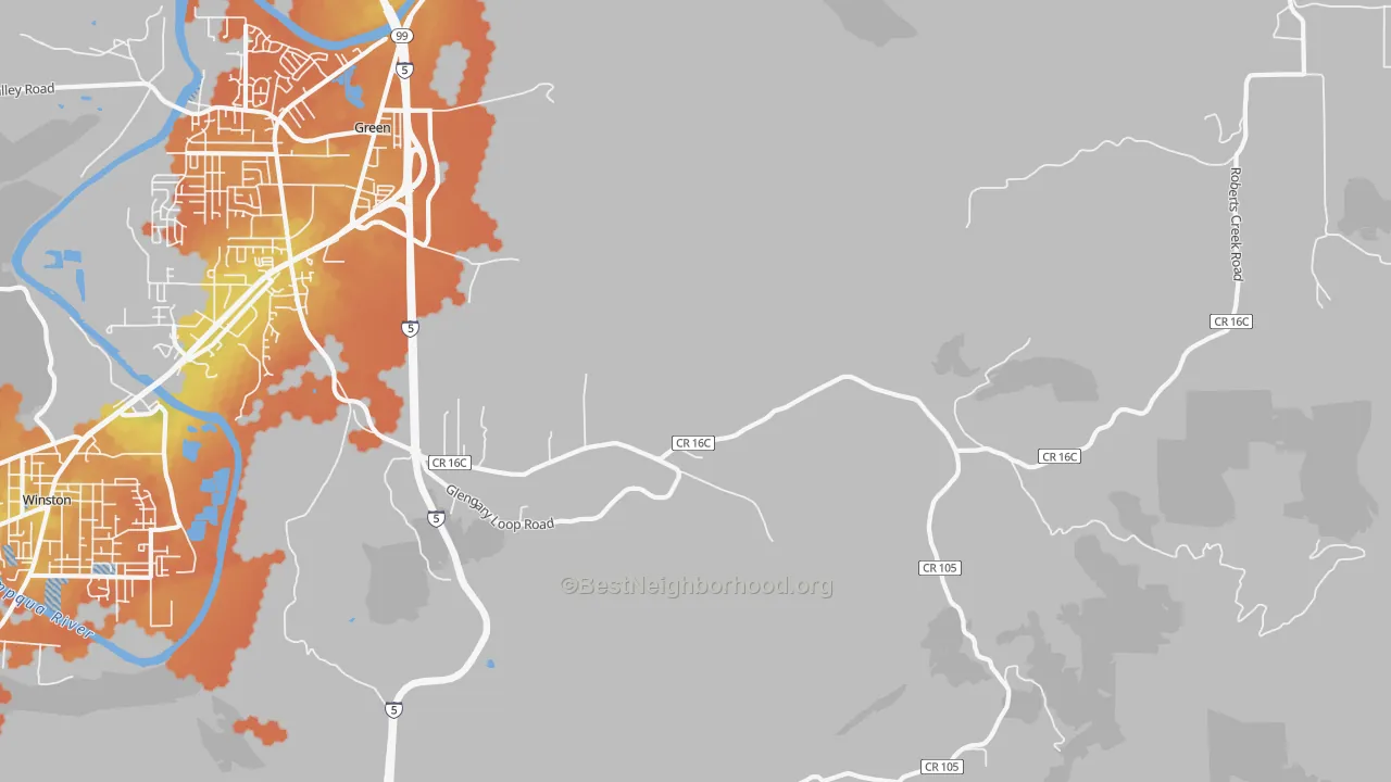 Bike Grade map of Glengary, OR