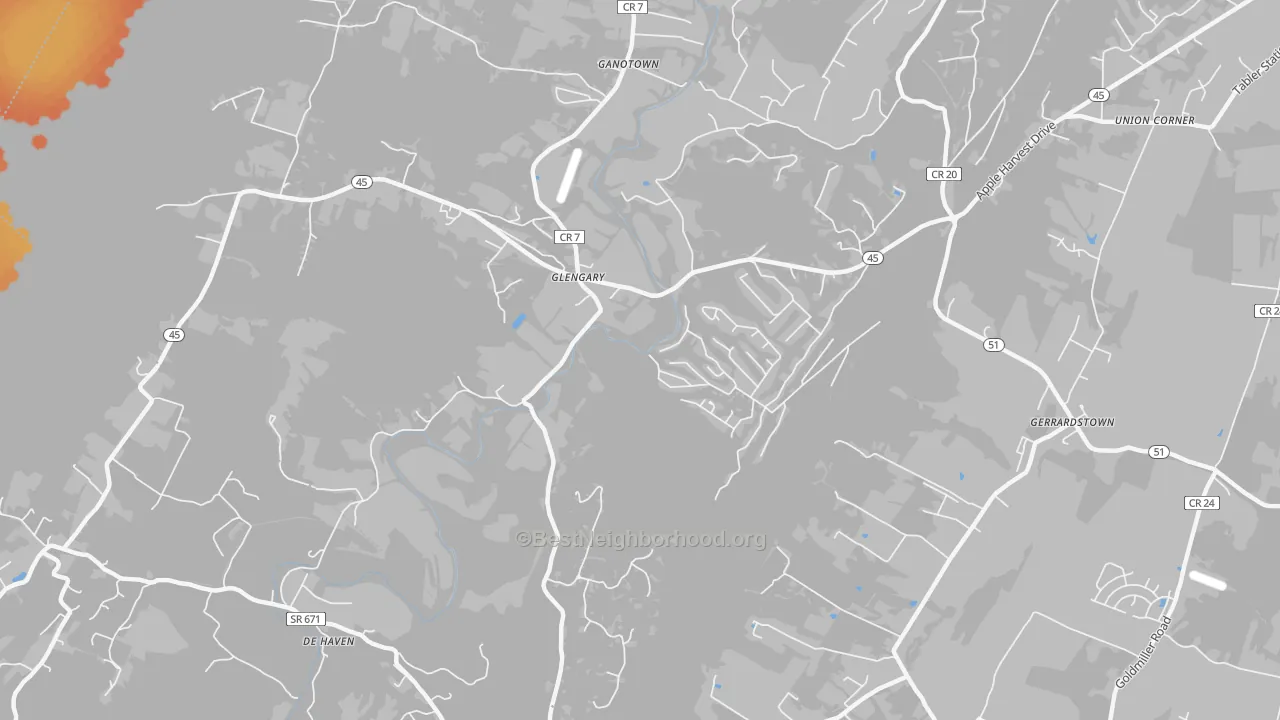 Bike Grade map of Glengary, WV