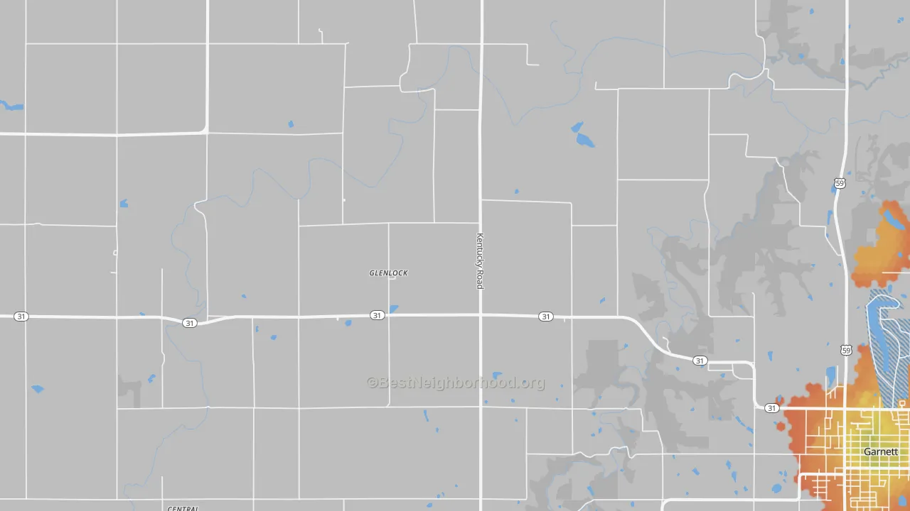 Bike Grade map of Glenlock, KS