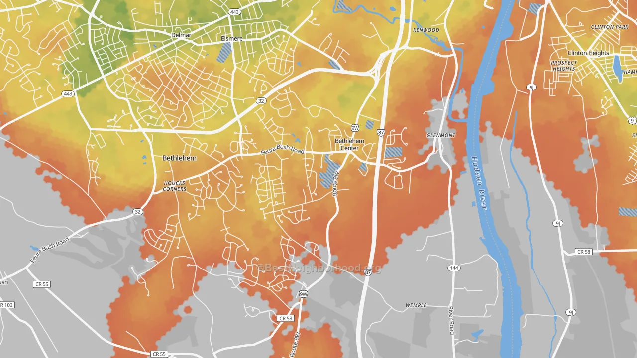 Bike Grade map of Glenmont, NY