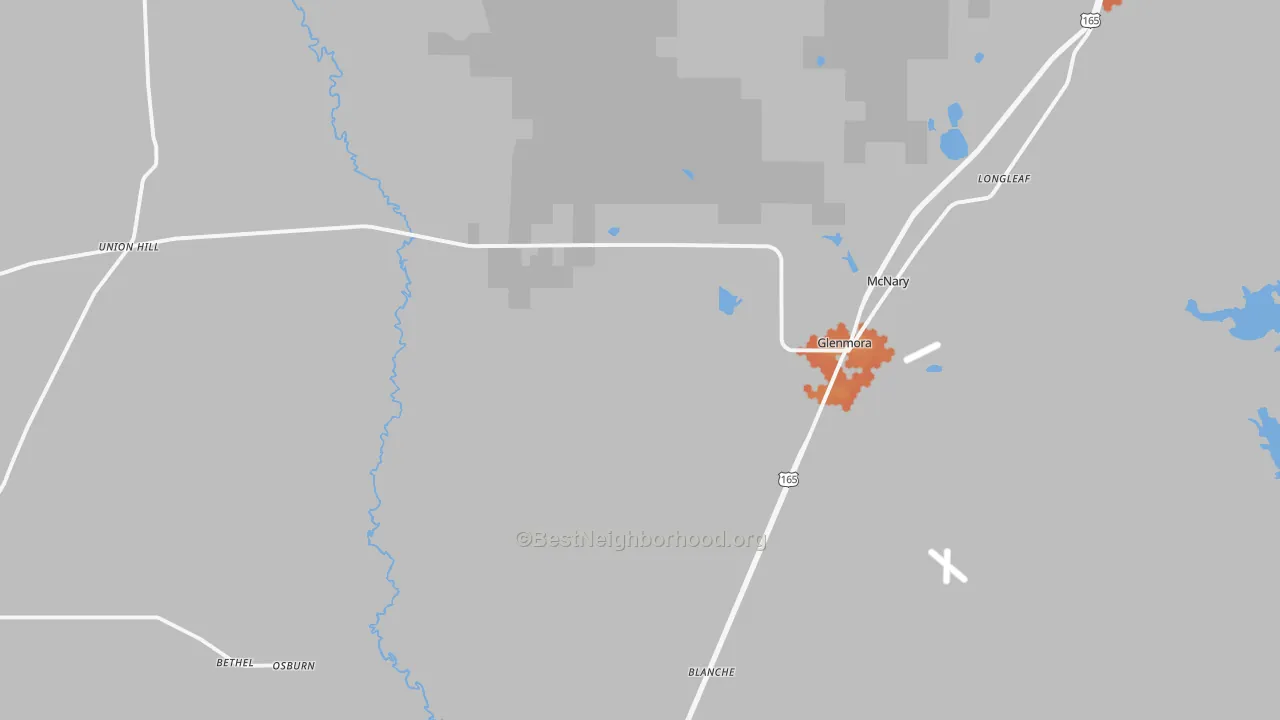 Bike Grade map of Glenmora, LA