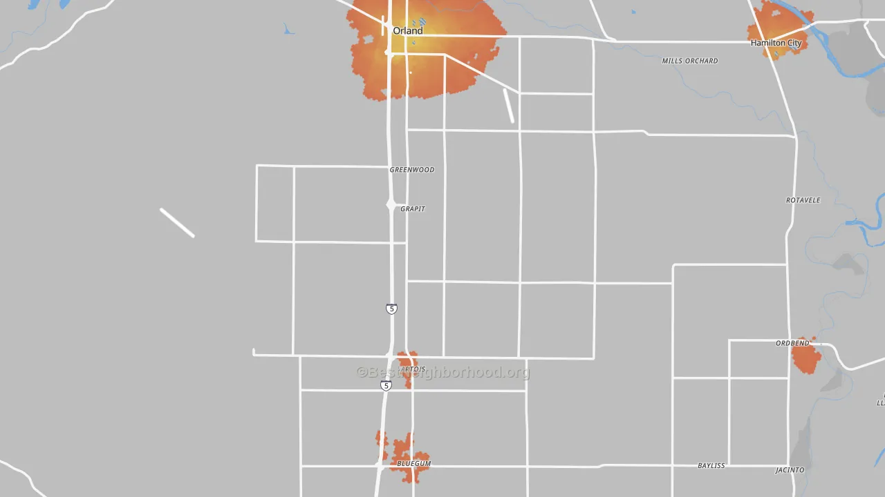 Bike Grade map of Glenn County, CA
