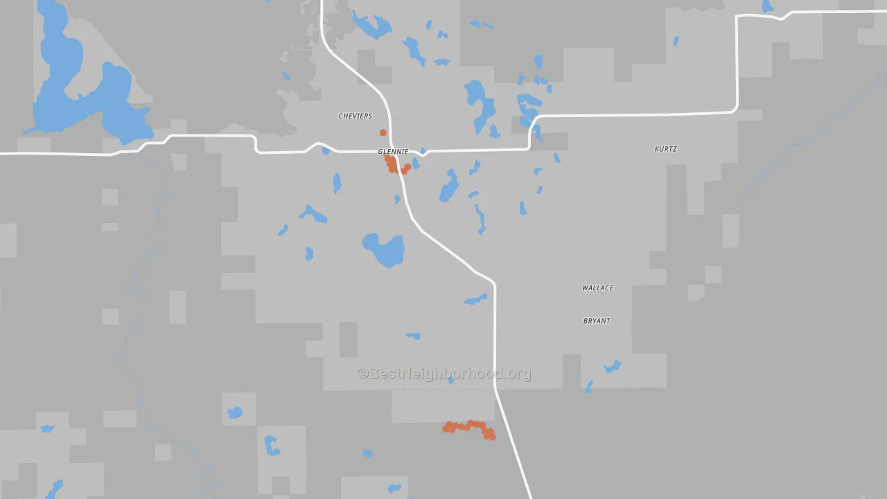 Bike Grade map of Glennie, MI
