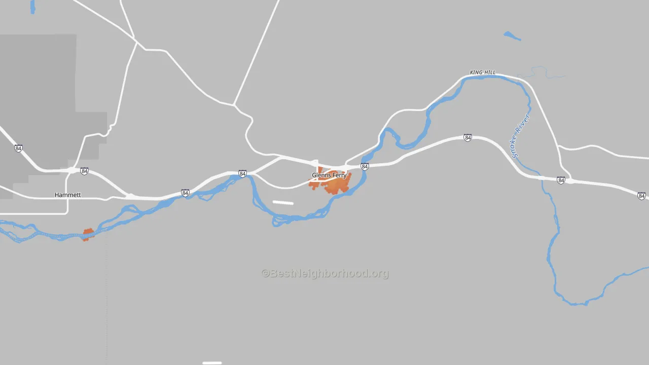 Bike Grade map of Glenns Ferry, ID