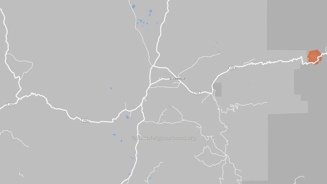 Bike Grade map of Glennville, CA