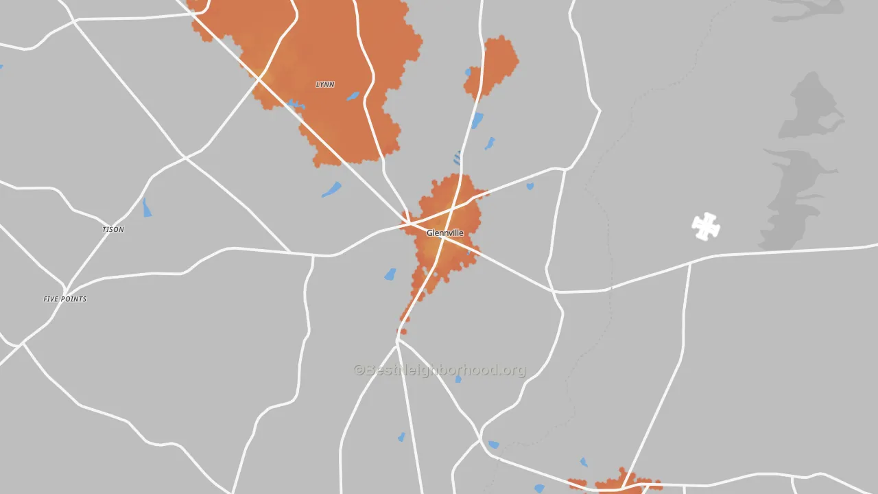 Bike Grade map of Glennville, GA