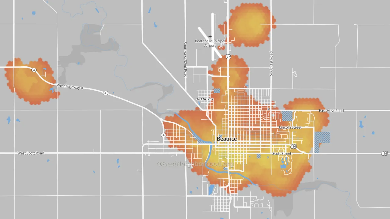 Bike Grade map of Glenover, NE
