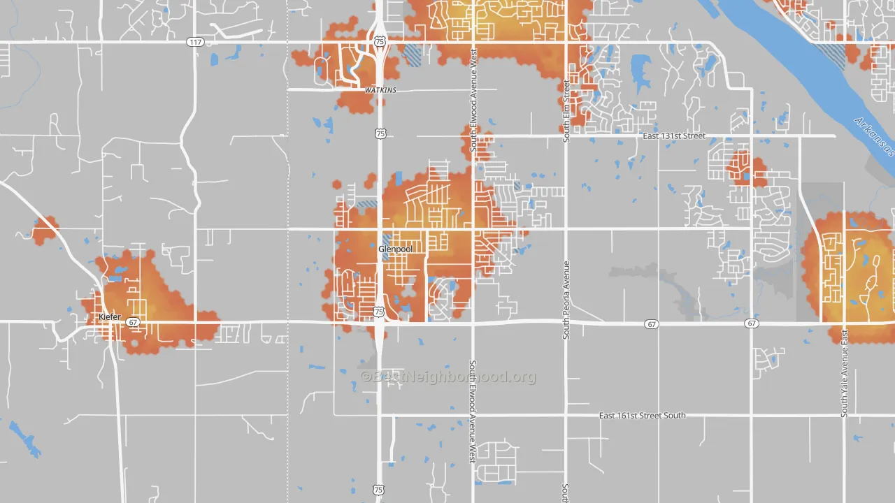 Bike Grade map of Glenpool, OK