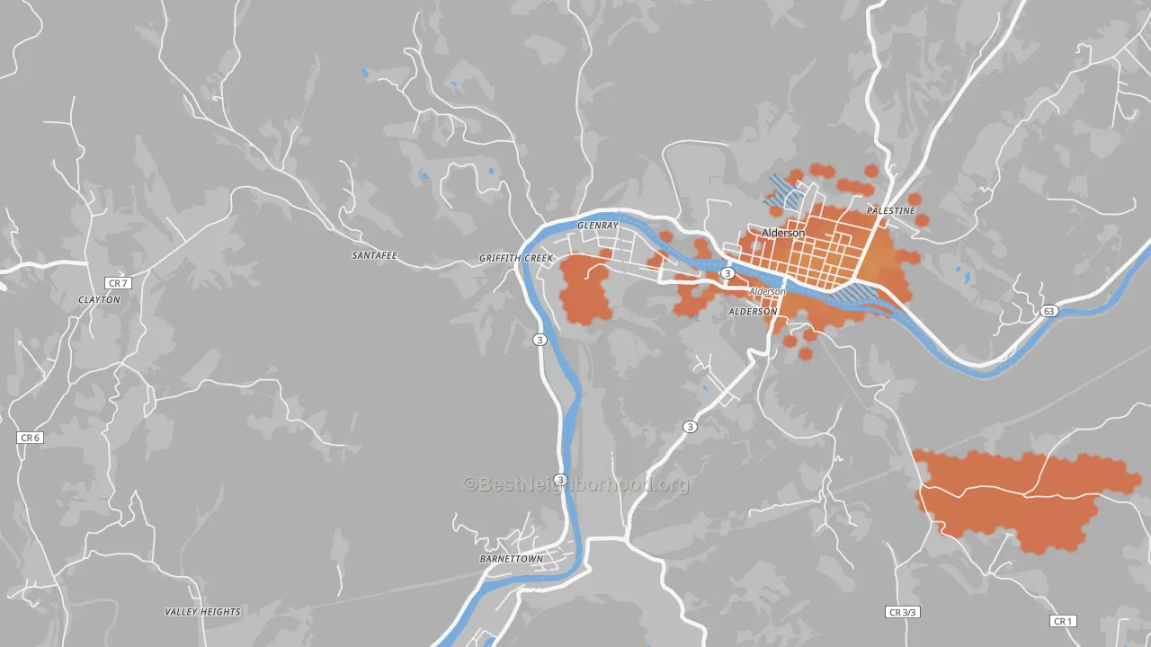 Bike Grade map of Glenray, WV