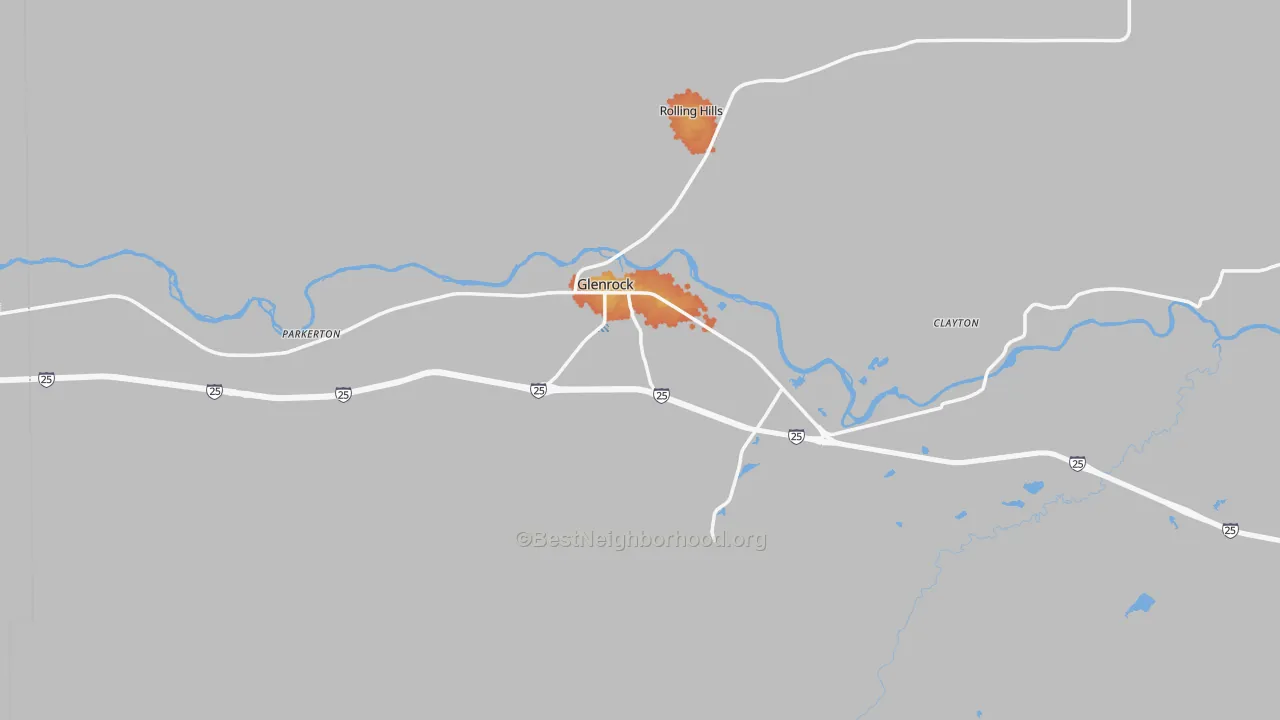 Bike Grade map of Glenrock, WY