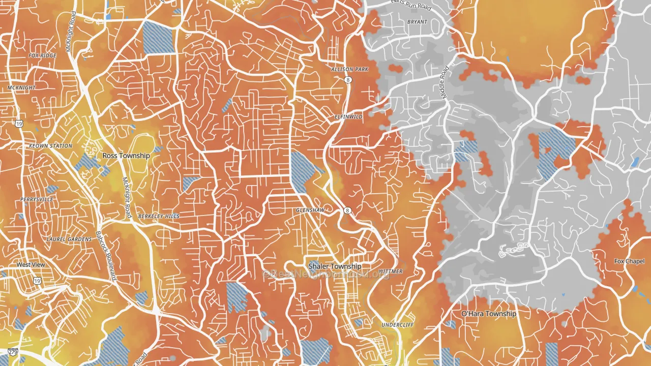 Bike Grade map of Glenshaw, PA