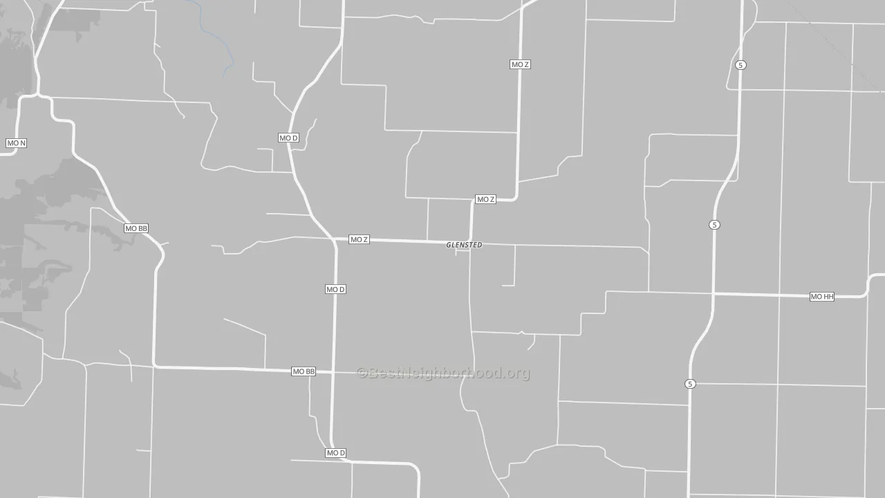 Bike Grade map of Glensted, MO